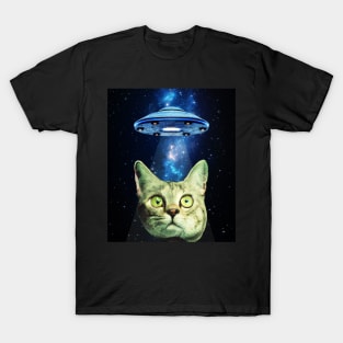 Cat UFO Space Galaxy T-Shirt